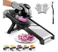 MASTERTOP Mandoline Inox à Légumes Réglable, Trancheuse de Cuisine Professionnel, Mandoline Japonaise Manuelle Multifonctionnelle avec Lames Tranchantes pour Différents Epaisseurs de Coupe