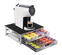 MASTERTOP Tiroir à Capsules Dolce Gusto 72 PCs, Rangement Dosettes avec Support de Machine à Café et 2 Tiroirs Coulissants, Distributeur Capsules de Grande Capacité