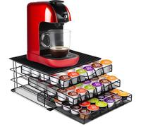 MASTERTOP Tiroir à Capsules pour Dolce Gusto 108 PCs, 3 Tiroirs de Rangement Dosettes avec Support Machine à Café, Distributeur Capsules de Grande Capacité avec Surface Anti-Vibration - Maison, Bureau