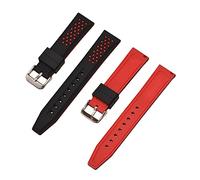 MasterUnion Bracelet de montre Bracelet en caoutchouc Bande 20-26 mm, Noir rouge, 22mm
