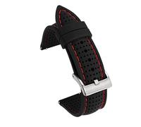 MasterUnion Bracelet de Montre Bracelet en Caoutchouc Étanche Ho mmes Bande de Remplacement 18-24 mm, Noir rouge 2, 20mm