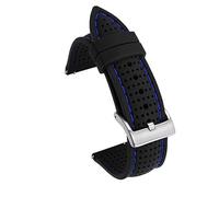 MasterUnion Bracelet de Montre Bracelet en Caoutchouc Étanche Ho mmes Bande de Remplacement 18-24 mm, Noir bleu 2, 20mm