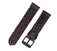 MasterUnion Bracelet de montre tressé Bracelet en cuir véritable à dégagement rapide ho mmes fe mmes Bracelet de remplacement ceinture Bracelet 20-24 mm, Marron 2, 22mm