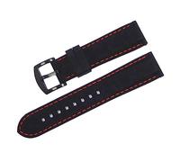 MasterUnion Bracelet de montre universel en caoutchouc couture étanche en caoutchouc ho mmes Bracelet de remplacement bracelet de montre 16-24 mm, Noir rouge noir, 22mm