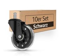 Mastery Mart Lot de 10 roulettes pour chaise de bureau, roulettes pour sols durs 11 mm x 22 mm, remplacement de tapis de protection pour sol - Compatible avec 98% de toutes les roulettes de chaise