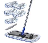 Masthome Balai à Franges Extra Large en Microfibre pour Le Nettoyage du Sol, Balai Plat de 40,6 cm avec 5 recharges réutilisables et lavables pour Une Utilisation Humide et sèche, Balai à poussière