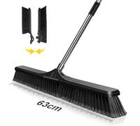 Masthome Balai Extérieur, 63 cm Grand Balais Industriel, Balai Brosse Sol avec Manche Réglable en Inoxydable pour Le Nettoyage des Routes, Cour Extérieure, Terrasses