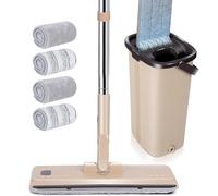 Masthome Balai Serpillère, Serpillière Seau Essoreur, Rotatif 360° Serpillere Microfibre et Seau Auto-Lavage,