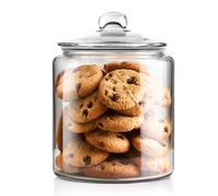 Masthome Bocal à Biscuits en Verre avec Couvercle Hermétique, 3,9L Grande Bocal avec Silicone Réutilisable, Pot à Biscuits de Conservation pour Farines, Bonbons et d’Autre Aliments