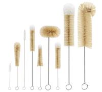 Masthome Goupillons Bouteille Set de 9, Long Manche, Biberon Paille Verre | Brosses de Nettoyage Anti-Rayures en Coton Pur et Poils de Porc, pour Gourde, Thermos, Carafe et Divers Récipients