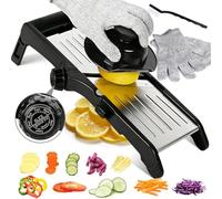 Masthome Mandoline Cuisine Professionnelle, 10 in1 Mandoline Multifonctions, Coupe Legumes Manuel avec Lames Réglables pour Nourriture, Légumes, Fruits, avec Brosse de 1 Nettoyage et 1 Gants