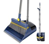 Masthome Pelle Balayette, Balai et Pelle à Poussière Ensemble avec Long Manche Réglable, Balayette Pelle Ensemble pour Le Nettoyage Intérieur et Extérieur