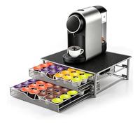 Masthome Porte Capsules pour Dolce Gusto, Grande Capacité Tiroir Rangement Capsules 72 PCs, Support Dosette avec Glissières, Tapis Antidérapant et Surface Anti-Vibration