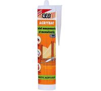 GEB ACRYBAT mastic acrylique à base d'eau pour l'étanchéité entre maçonnerie et menuiserie. Adhère sur le béton, ciment, bois, métal… Peut se peindre. Sans odeur, séchage rapide - 310ml - Gris