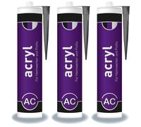Mastic acrylique pour peintre acrylique 310 ml Gris mastic recouvrable Utilisation universelle en intérieur, étanchéité de fenêtres, portes et plinthes (3)
