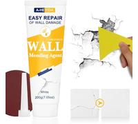 Mastic blanc pour intérieur - 200 g - Pâte blanche - Mastic mural avec rayures - Kit de réparation murale - Réparation facile des murs endommagés - Trous et fissures (1 pièce - 200 g)