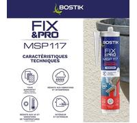 Bostik Mastic-colle FIX&PRO MSP 117 Conditions extrêmes Transparent – MS polymère 290 ml