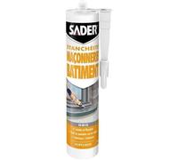 Sader Mastic d’Étanchéité Maçonnerie Batiment - Jointe Tous Matériaux et Colmate les Fissures - Intérieur et Extérieur Sous Abri - Formule Acrylique - Gris- Cartouche 310 ml