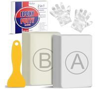 Mastic Époxy, 280g Mastic Piscine sous L'eau, Pate Epoxy Bicomposant pour Coller Rapidement le Métal, le Bois, le Plastique, la Céramique, Réparer les Fuites et Combler les Fissures (Blanc)