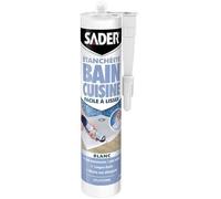 Mastic Silicone Sader Bain et Cuisine Facile à Lisser 280 ml, Blanc
