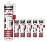 Mastic noir résistant à la chaleur jusqu'à 1200 °C - Mastic pour températures extrêmes - Résistant aux flammes et aux hautes températures - Ne rétrécit pas (6 x 300 ml)