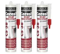 Mastic noir résistant à la chaleur jusqu'à 1200 °C - Mastic pour températures extrêmes - Résistant aux flammes et aux hautes températures - Ne rétrécit pas (3 x 300 ml)