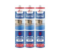 Mastic piscine, colle et étanchéité, pvc, carrelage - 290 ml x 3 Blanc - ARCANE INDUSTRIES