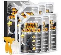Mastic pour fissures dans l'asphalte, mastic de réparation imperméable à nivellement automatique pour allées, trottoirs, joints de béton noir, séchage rapide pour l'extérieur - Noir (6pcs, 3.6kg)