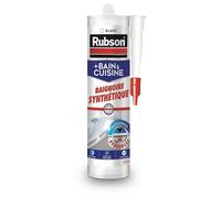 Rubson Mastic Bain & Cuisine Baignoire synthétique, Mastic sanitaire pour matériaux synthétiques, Joint d’étanchéité anti-moisissures à adhérence renforcée, blanc, 280 ml
