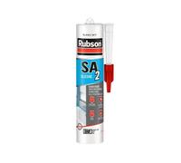 Rubson SA2 Sanitaire Blanc, Mastic silicone 2-en-1 pour émail et matériaux de synthèse, Joint sanitaire renforcé en antifongiques, finition lisse & brillante, 280 ml