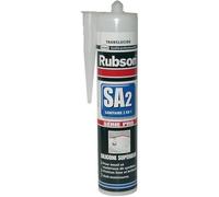 Rubson SA2 Sanitaire Translucide, Mastic silicone 2-en-1 pour émail et matériaux de synthèse, Joint sanitaire renforcé en antifongiques, finition lisse & brillante, 280 ml