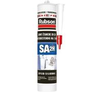 RUBSON SA 1 heure , Mastic Sanitaire à Séchage Rapide, Joint Silicone tous Matériaux, Transparent , Cartouche de 280 ml