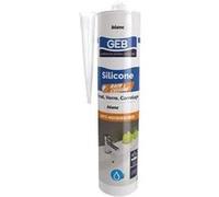 Mastic silicone acétique GEB blanc sanitaire 310 ml effet fongistatique Blanc