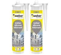 Mastic silicone bâtiment universel, gris, 300ml, WEBER SILICONE, WEBER (Lot de 2)
