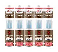 Mastic silicone, fenêtre, menuiserie, étanchéité - 300 ml x 5 Blanc - ARCANE INDUSTRIES