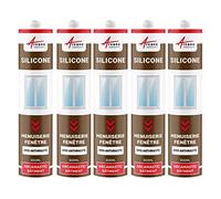 Mastic silicone fenêtre menuiserie étanchéité - 300 ml x 5 Gris Anthracite - RAL 7016 - ARCANE INDUSTRIES
