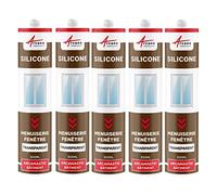 Mastic silicone, fenêtre, menuiserie, étanchéité - 300 ml x 5 Transparent - ARCANE INDUSTRIES