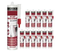 Mastic silicone haute température CS38 résistant à la chaleur jusqu'à 1200 °C - Noir (12 x 300 ml)