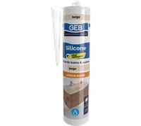 Mastic silicone tous supports GEB couleur beige pour l'étanchéité sanitaire 280 ml