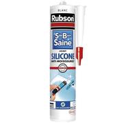 Rubson Mastic Salle de bain Saine Blanc , Joint silicone multi-matériaux renforcé en antifongiques, mastic sanitaire blanc, souple & étanche, 280 ml
