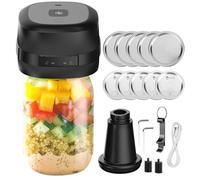 Mastic sous vide électrique Mason Jar 3 en 1, kit de scellage sous vide pour bocaux Mason à ouverture large et régulière, sacs sous vide, bocaux Mason pour le stockage des aliments - Bocal sous vide