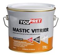 Mastic vitrier - TOUPRET - 5 Kg - Blanc - Riche en résine - Idéal pour vitres