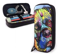 Mastiff Warrior Dean Trousse À Crayons D'art De Couleur Russe Grande Capacité Porte-Stylo Marqueur Pochette Boîte Sac En Cuir Grand Rangement Papeterie Organisateur Avec Fermeture Éclair Pour L'école