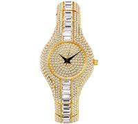MASTOP Marque unisexe Hip Hop Luxe Bling-ed Colorful Full Diamond Montres Mode Classique Quartz Analogique Charm Bracelet Dress Wristwatches