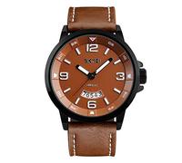MASTOP Montre à quartz analogique classique pour homme avec date et bracelet en cuir étanche