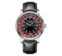 MASTOP Montre à quartz analogique de luxe pour homme avec grand cadran étanche et lumineuse, style décontracté et tendance, noir/argenté, Mode unique