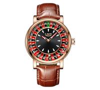 MASTOP Montre à quartz analogique de luxe pour homme avec grand cadran étanche et lumineuse, style décontracté et tendance, Or rose marron, Mode unique