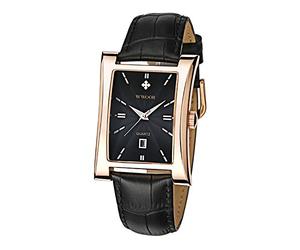 MASTOP Montre à quartz analogique pour homme - Étanche - Date - Classique - Affaires - Rectangle - Tendance - Minimaliste, noir/doré, Montres à quartz