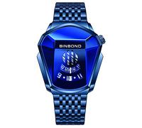 MASTOP Montre à quartz analogique tendance pour homme - Style décontracté - Avec tête de serpent - Étanche - En acier inoxydable - Pour le sport, bleu