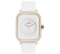 MASTOP Montre à quartz pour femme - Étanche - Analogique - Classique - Rectangulaire - Tendance - Minimaliste, blanc, Montres à quartz